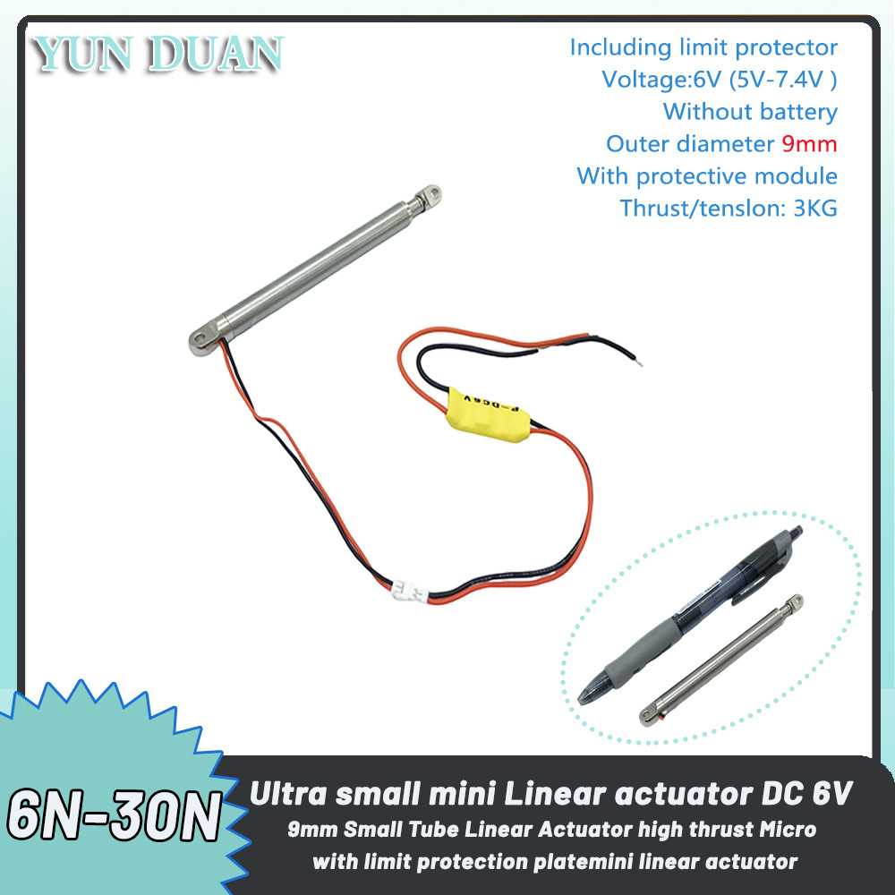 9mm Small Tube Linear Actuator Retractable Pen Type 10/20/30mm Metal Electric Push Rod 6V Max Load 3