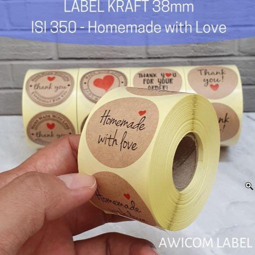 350 PCS (1 ROLL) Stiker Label Thank You Homemade Handmade 38mm Roll Paper - M01-Homemade