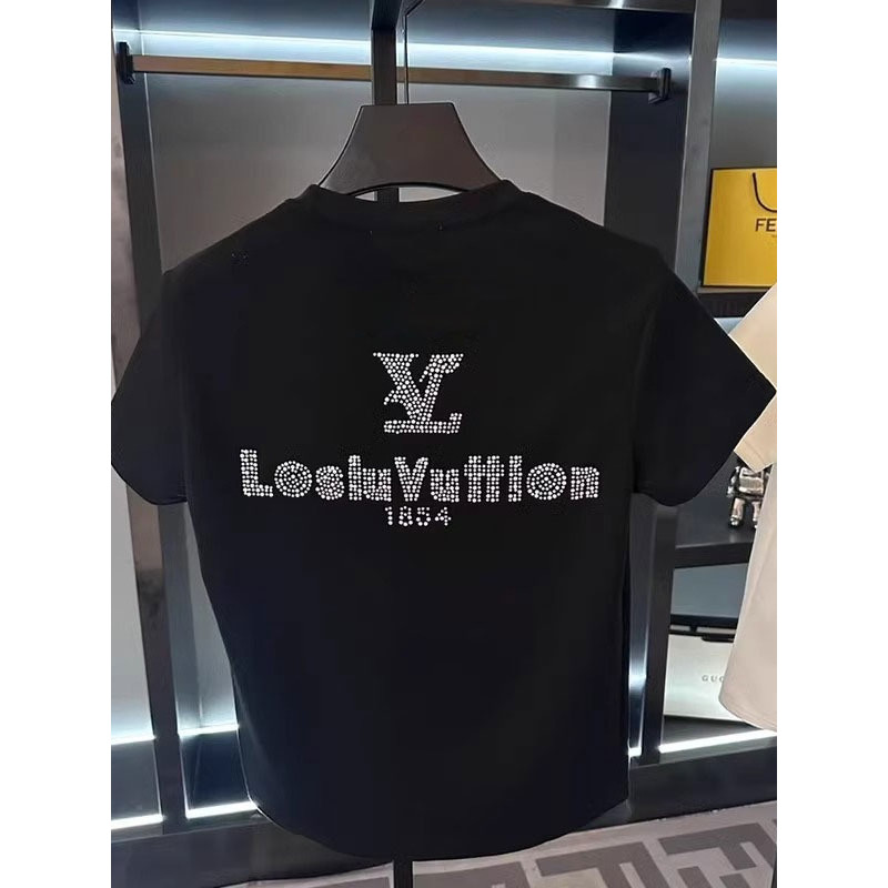 Kain katun murni pria berkualitas tinggi T Baju Kaos Kemeja lengan pendek berkerah bulat dengan huru