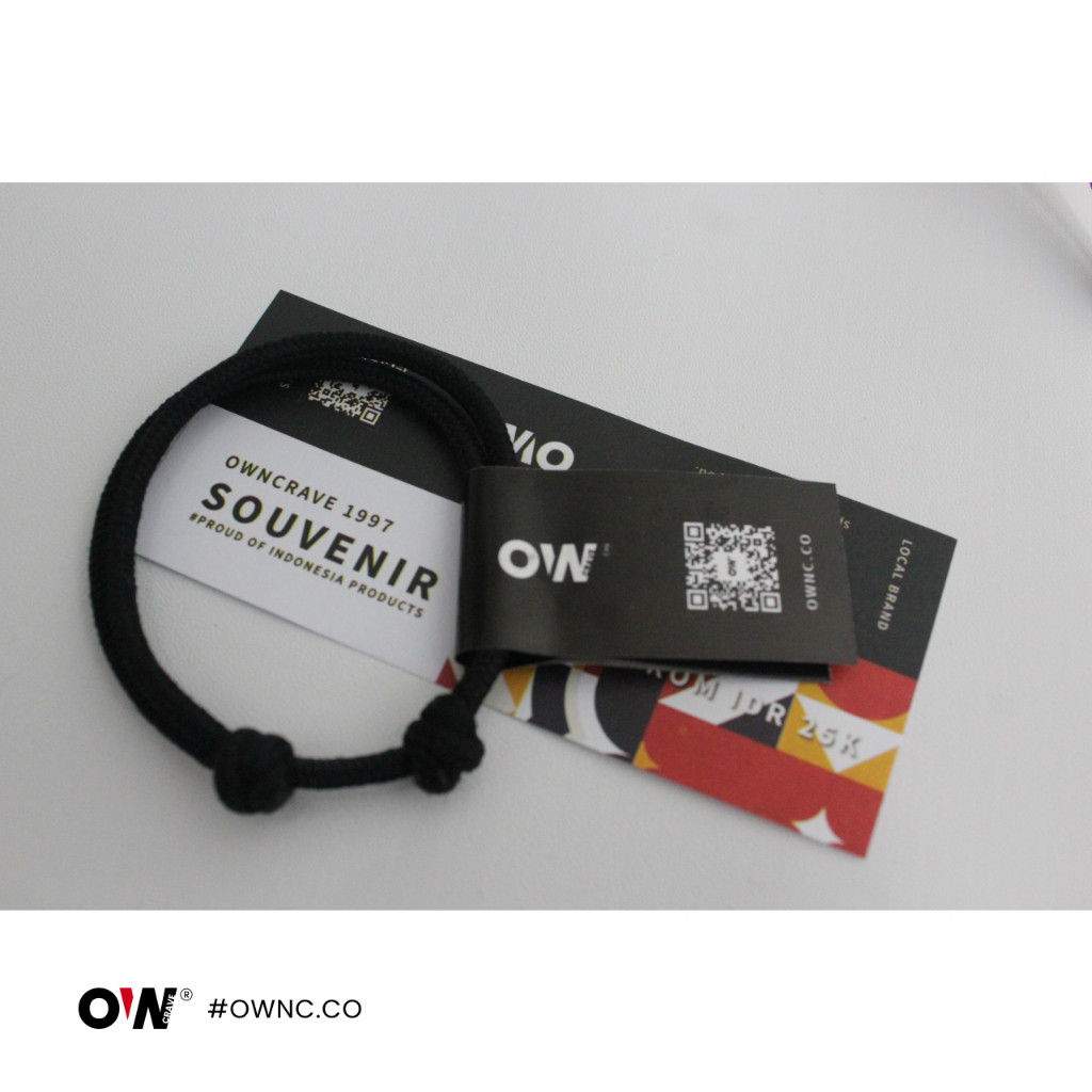 OWNC - Gelang Tali Hitam Polos Anti Air Gelang Couple Pria Wanita Korea Minimalis Aesthetic Simple