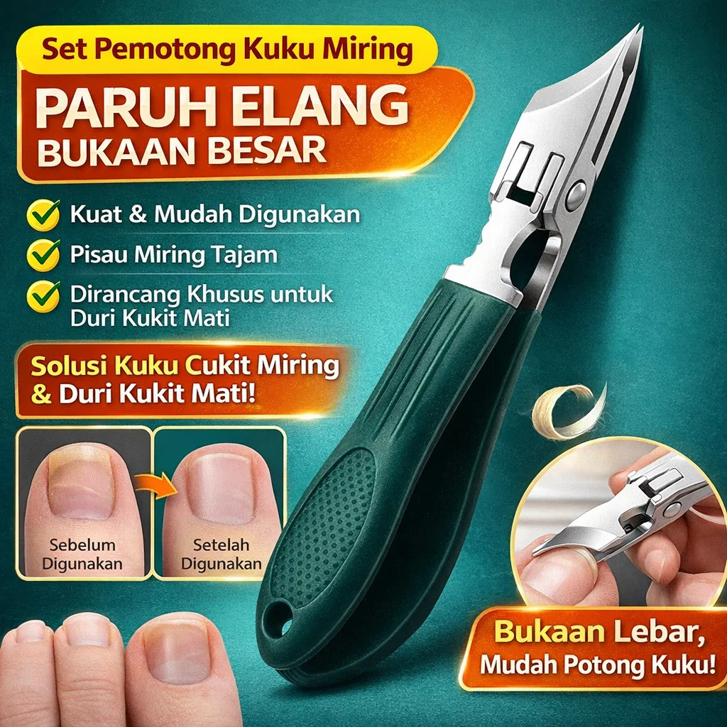 Set Pemotong Kuku Miring Paruh Elang/Bukaan Besar Lebar/Kuat & Mudah Digunakan/Pisau Miring Tajam/Di