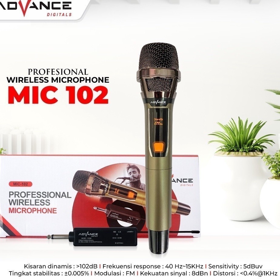 Mic Wireless Karaoke ADVANCE MIC102 Microphone