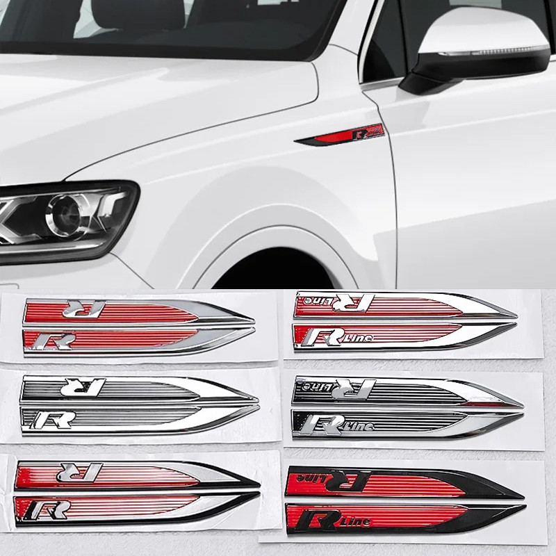 16.2x2cm Car Side Fender Emblem Sticker for Volkswagen VW Rline Logo Golf 5 6 7 Polo Passat Touareg 