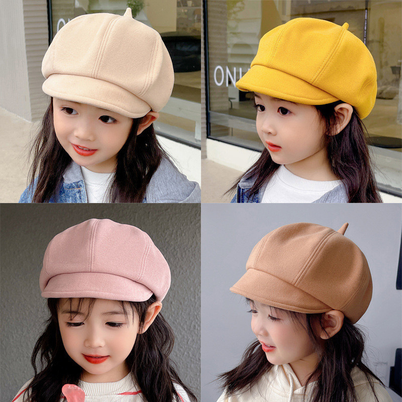 HeyBocah Topi Anak Cewek Model Apollo Polos Korean Style Hats Caps Baret Anak-anak Fhasion