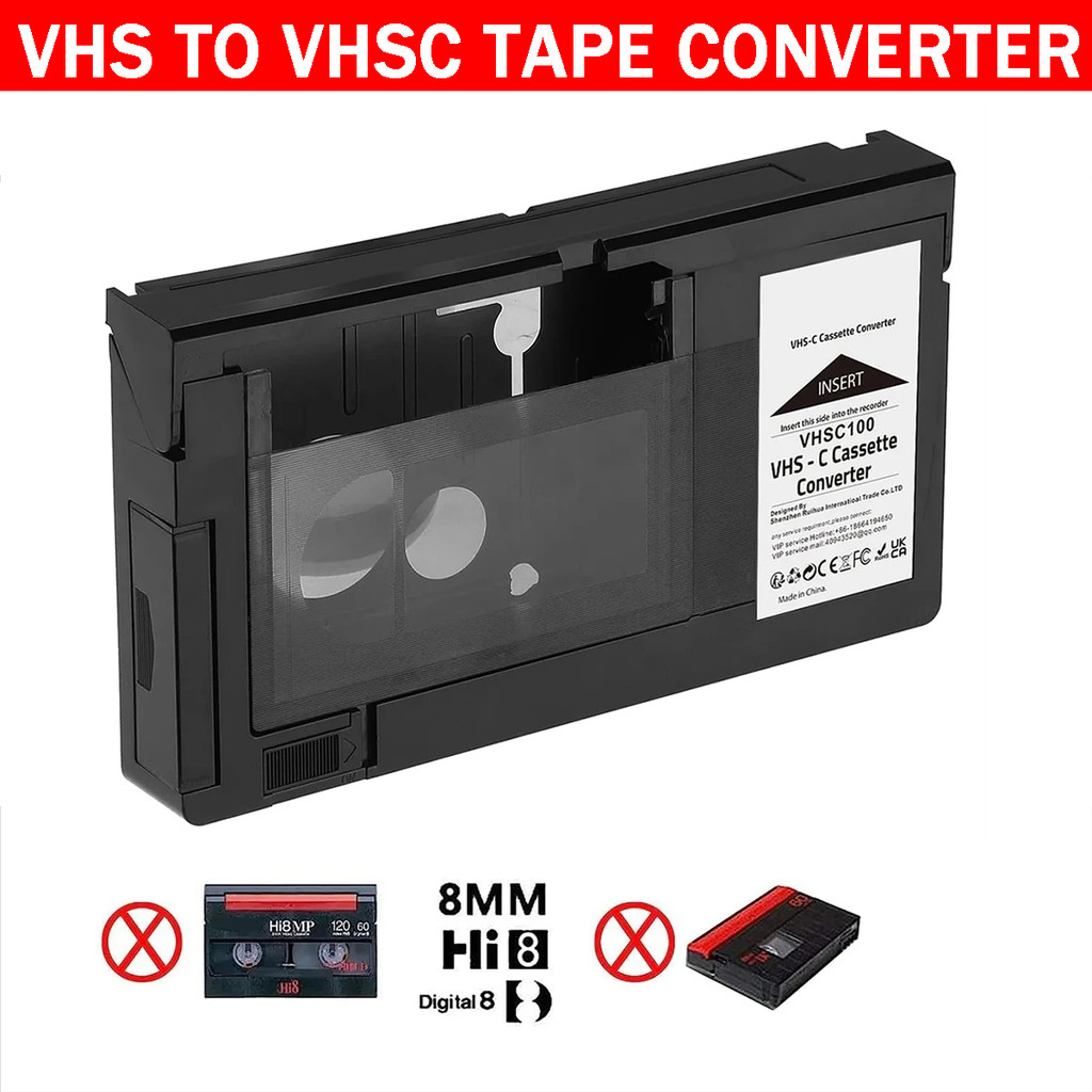 VHS Conversion Cassette-Compatible Video Cassette Adapter VHS-C Adapter Easy-to-Use VHS To VHS-C For