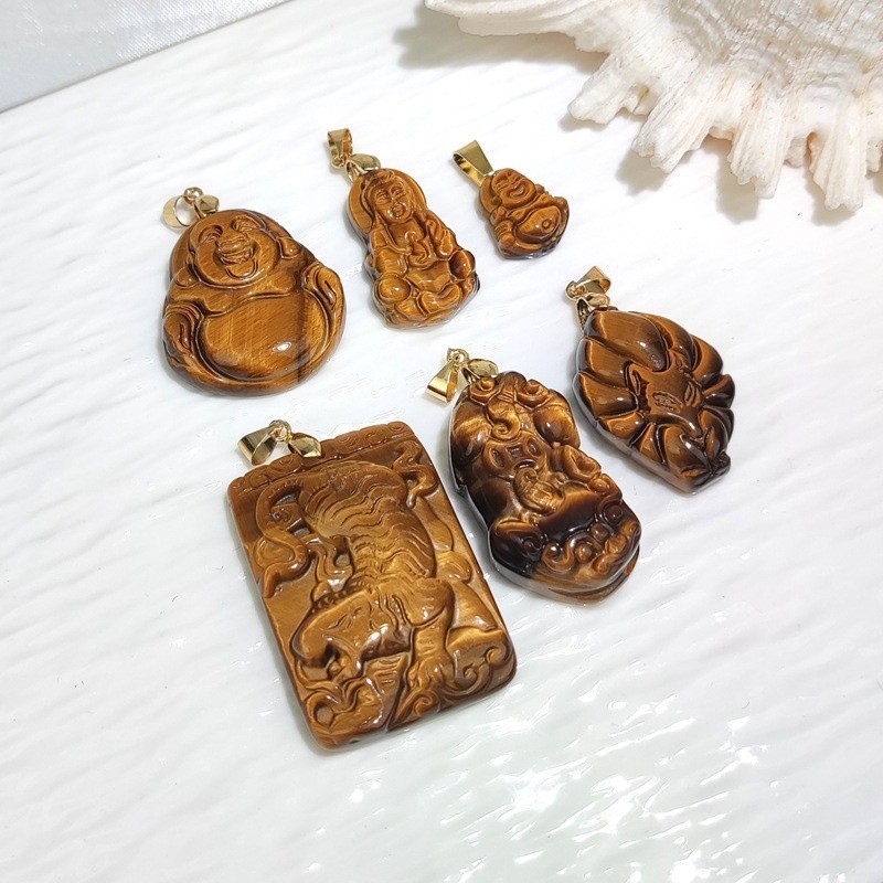 Kuning keemasan alami, liontin mataharimau, liontin rubah berukir sembilan ekor.