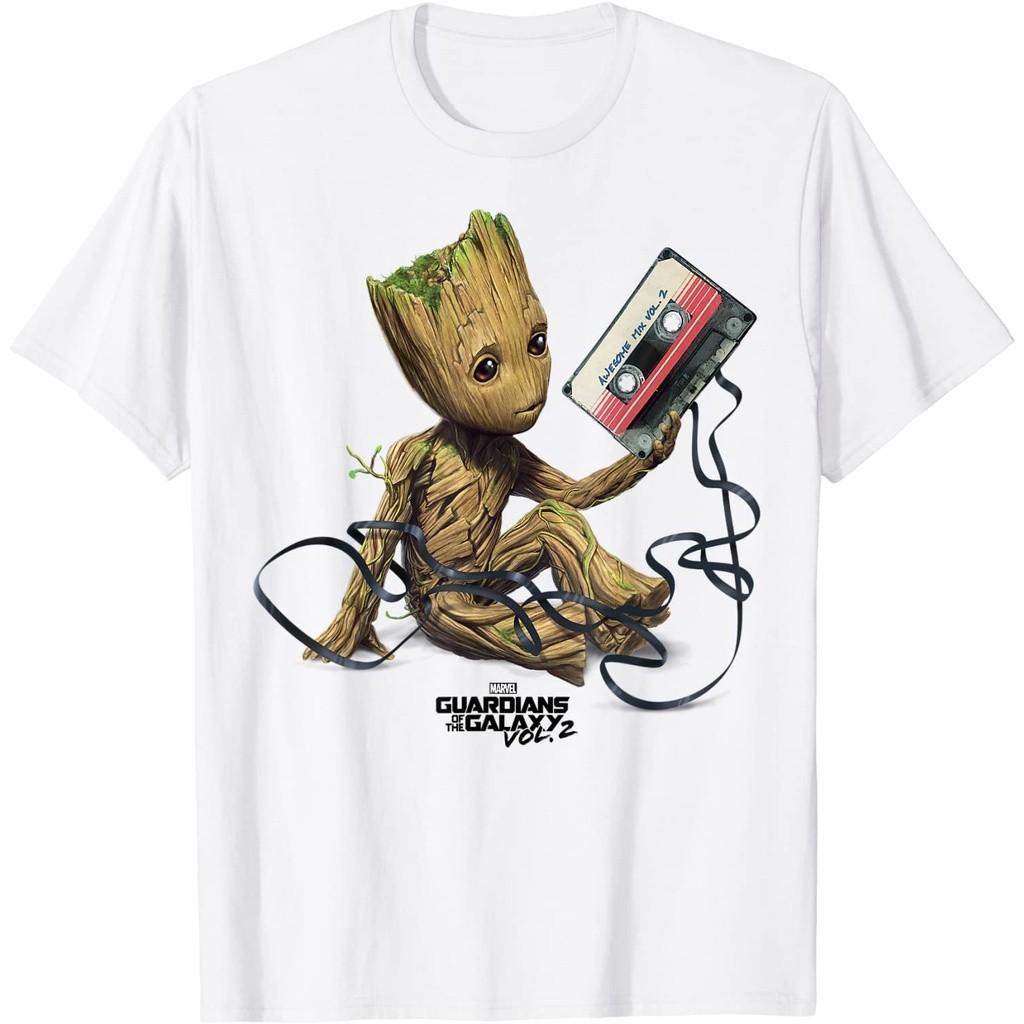 Kaos Baju Distro Marvel Guardians Of The Galaxy Vol. 2 Groot Tape Portrait Pria & Wanita Bahan Cotto