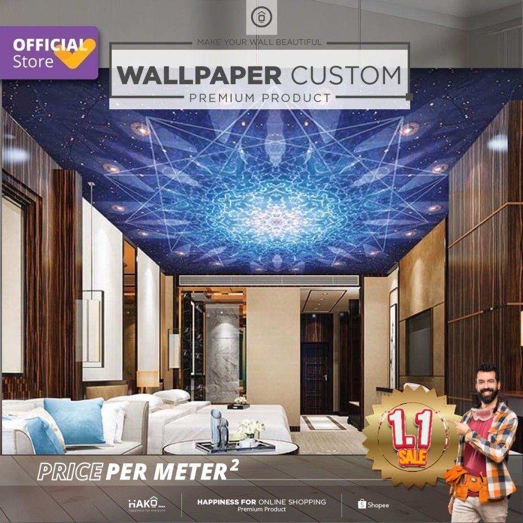 Sticker Plafon Custom Ruang Tamu | Gambar Langit dan Luar Angkasa 1.12 | Plafon | Wall Sticker | Wal