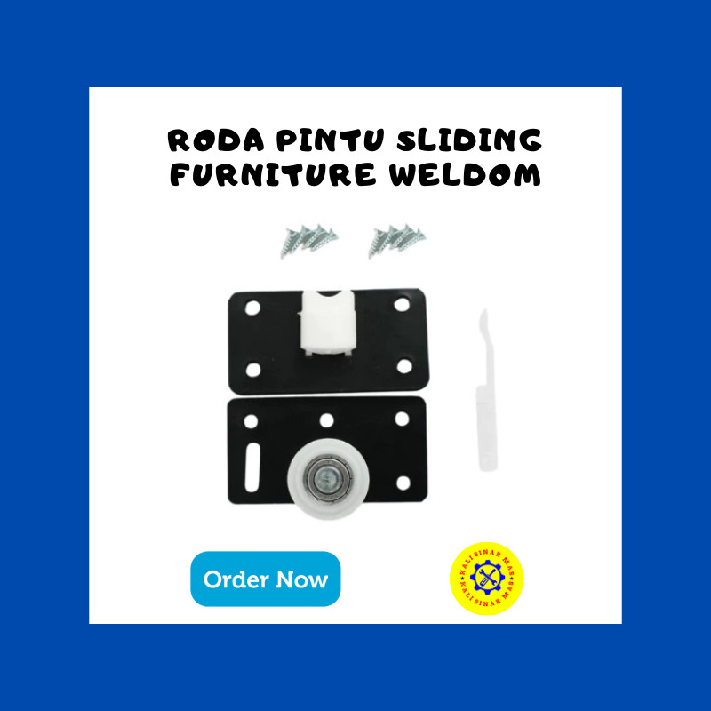 Roda Pintu Sliding Lemari Furniture Geser SD380 – Roda Lemari Geser Atas Bawah Set Besi Nylon