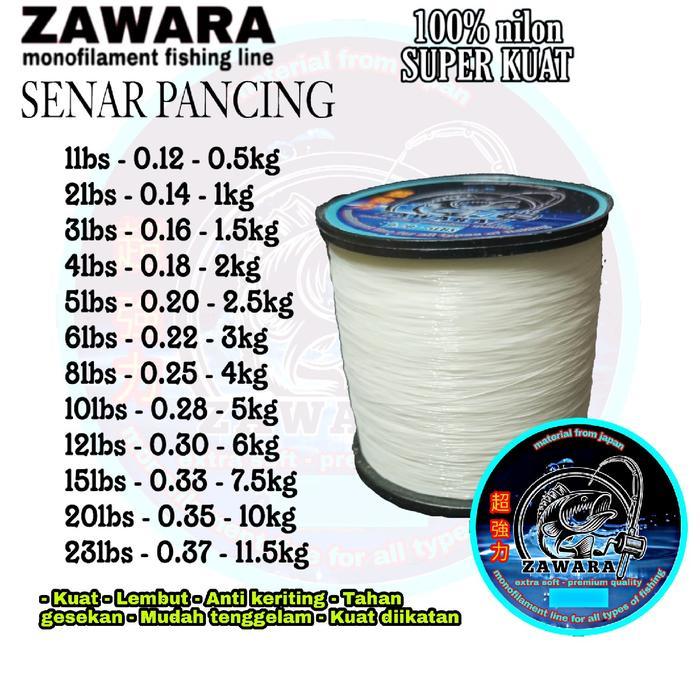 PROMO  Senar pancing putih susu super kuat anti keriting ZAWARA Fishingline - Roll besar, 0.20 /5lbs