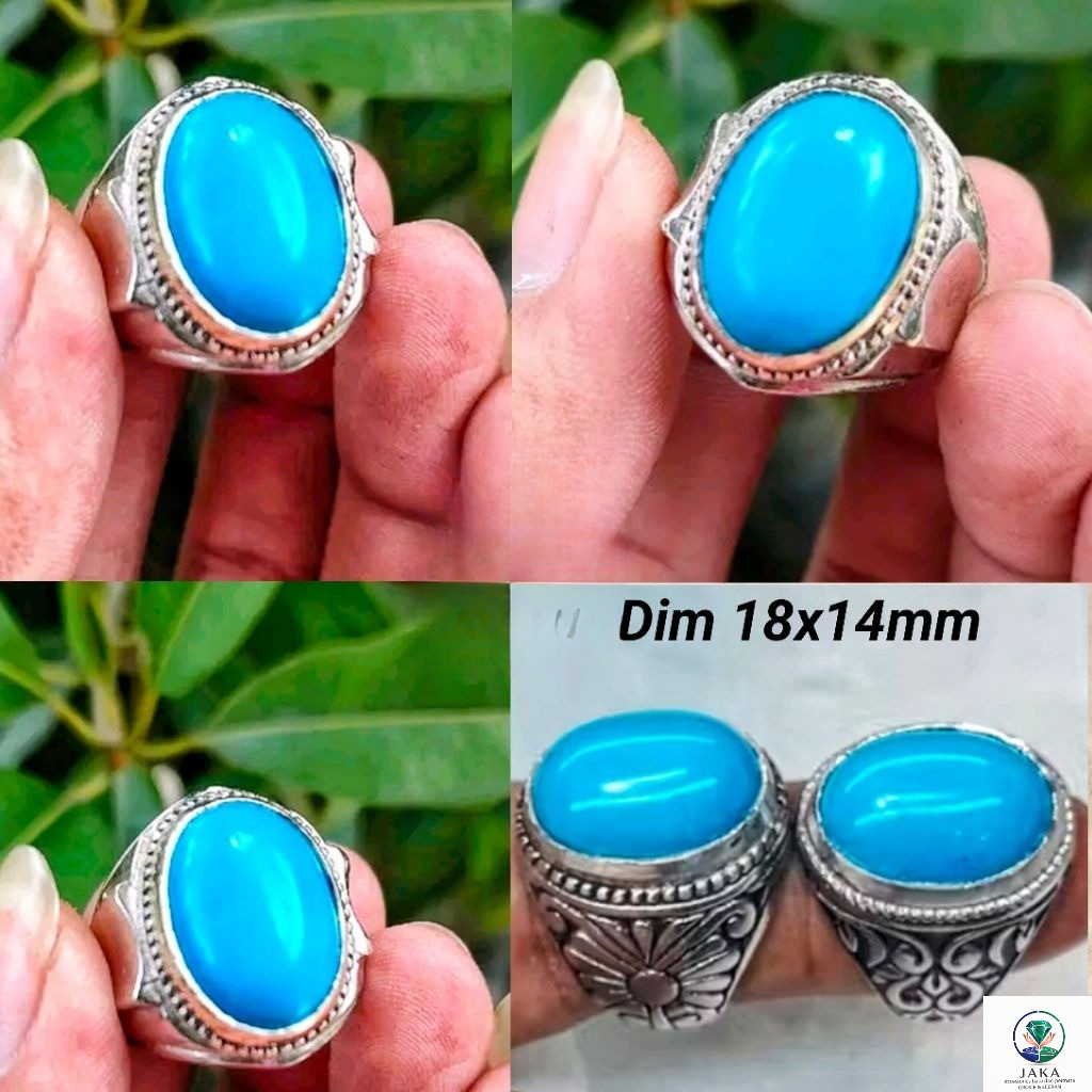 CINCIN BATU PIRUS MESIR BIRU FANCY POLOS HG RING ALPAKA SUPER