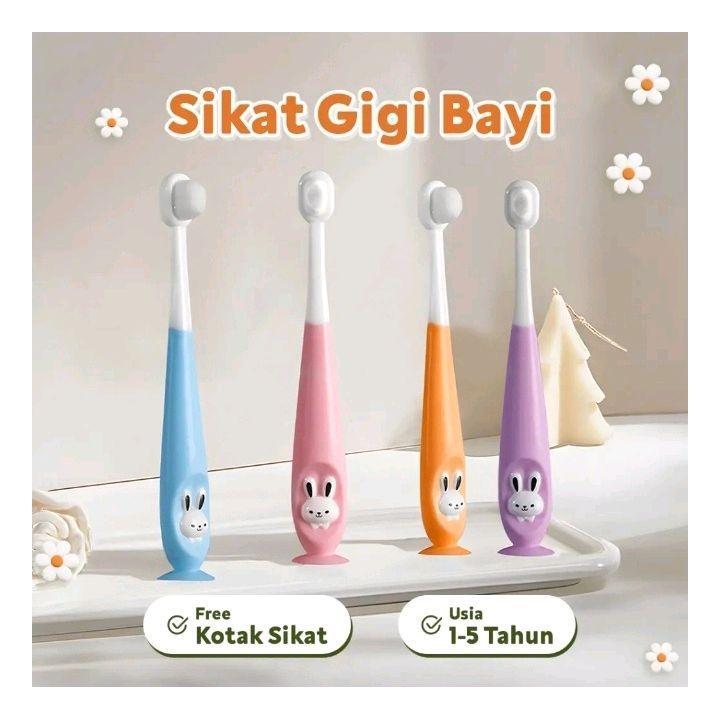 Sikat Gigi Bayi Free Kotak Sikat Untuk Usia 1 - 5 Tahun Bulu Sikat Lembut & Halus
