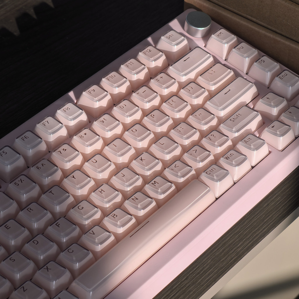 Keycaps Pink Crystal 135Keys Alice Layout Keyboard Keycap Customized Diy Texture Transparent keycaps