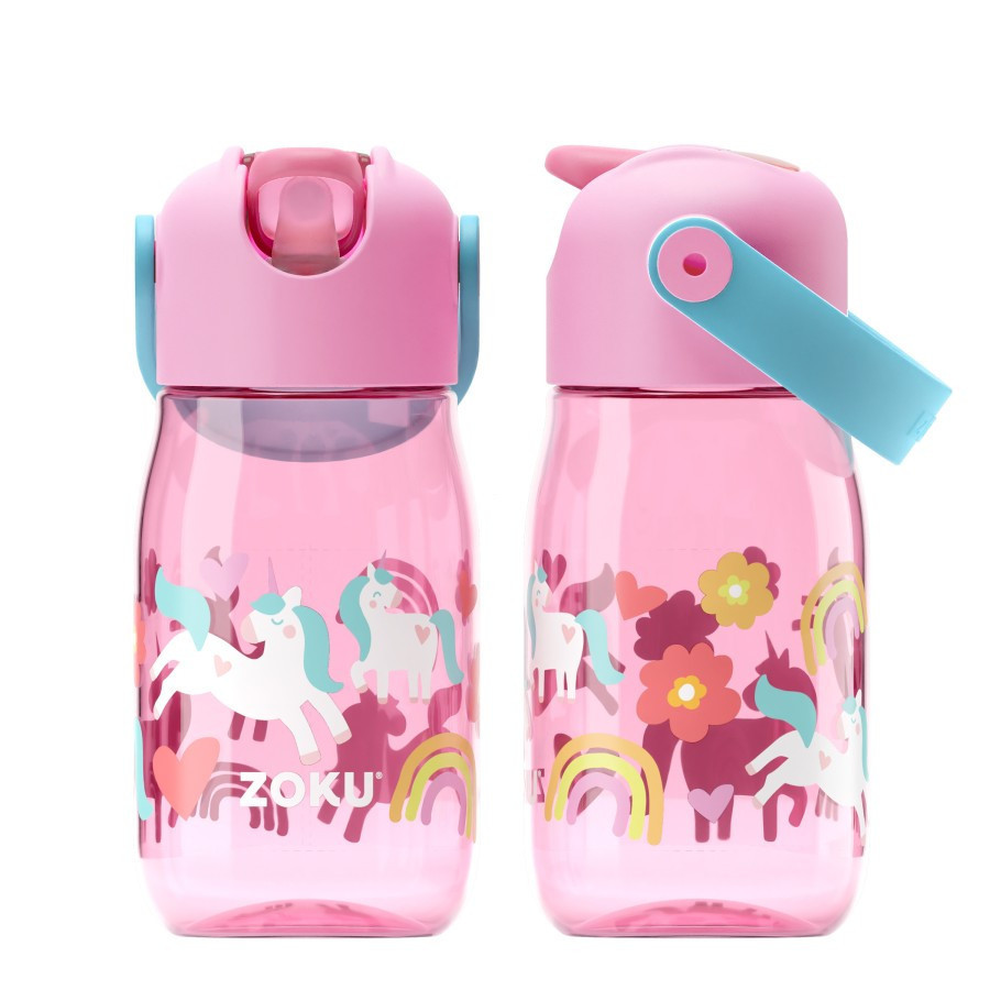 [BEST SELLER] Kids Flip Straw Bottle 400ML - Tumbler Botol Minum Anak Motif Lucu / Botol Minum Motif