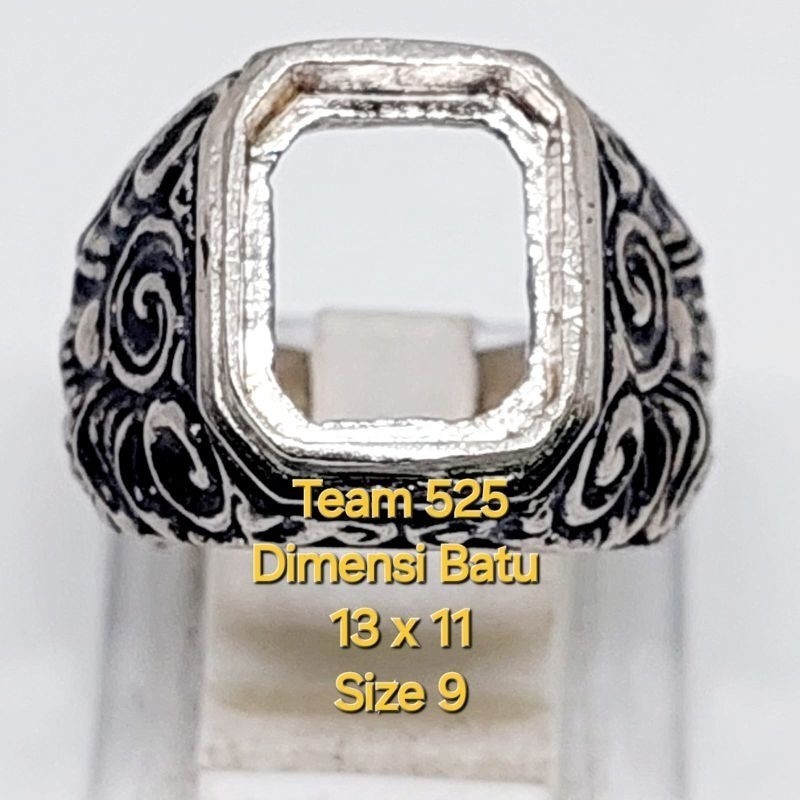 Ring emban alpaka super 13 x 11 eceran / model tanam kotak ukir bali / pengikat ring cincin batu aki