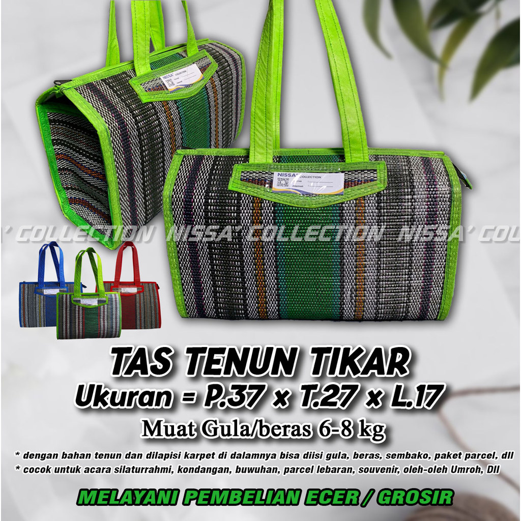Tas Jinjing Bahan Tenun Tikar Ukuran 37x17x27 Muat Gula 6-8kg / Tas Buwuh / Tas Souvenir Haji Umroh 