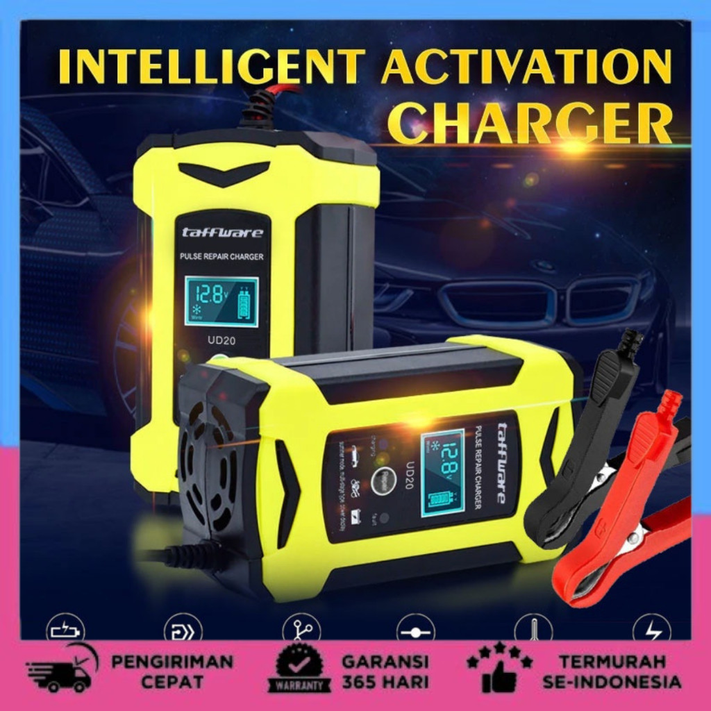 Cas Aki Otomatis untuk Aki Mobil Motor Taffware Venus 12V 6A Layar LCD Digital Smart