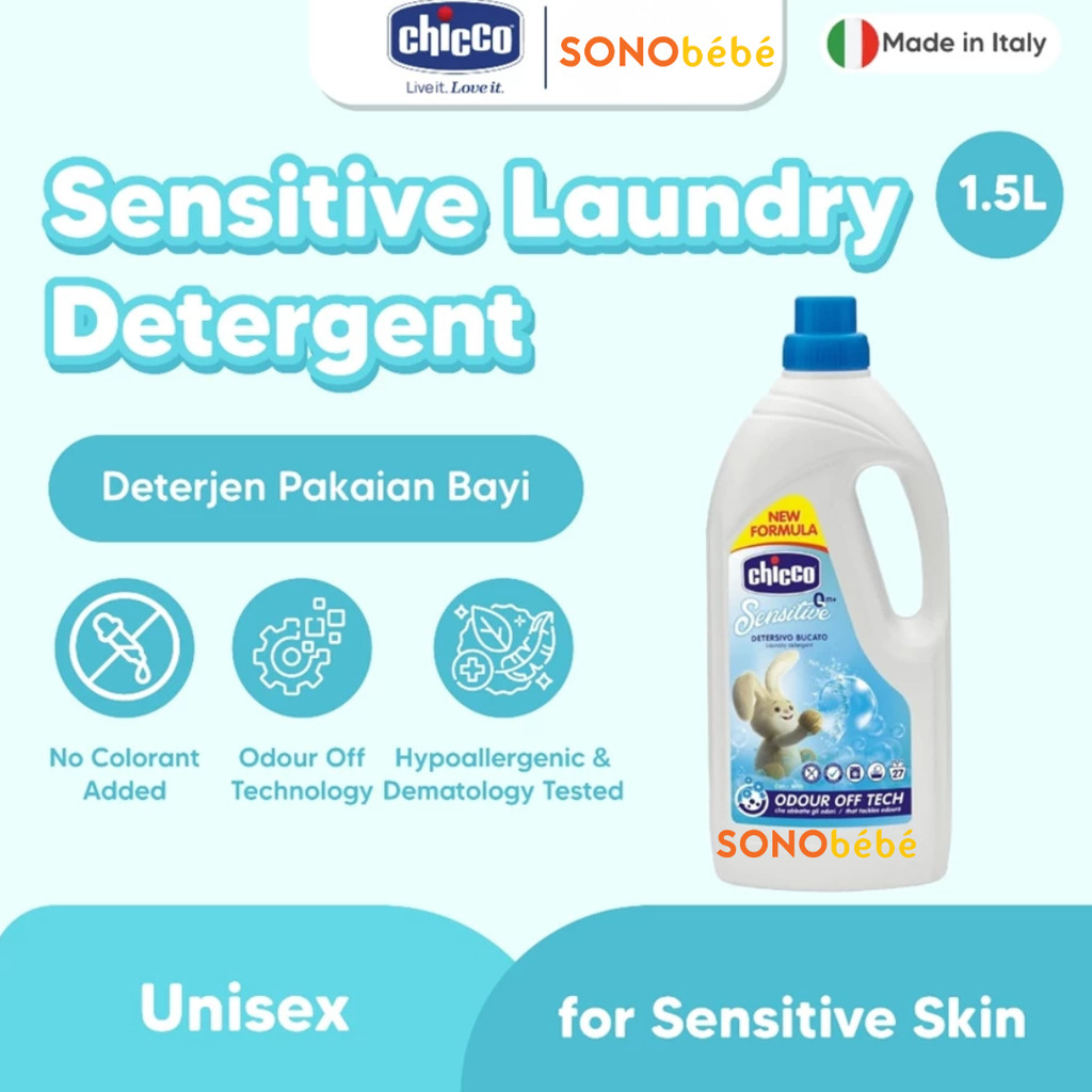 CHICCO Sensitive Laundry Detergent 1.5 L / Deterjen Pakaian Bayi / Deterjen Cair / Deterjen Bayi