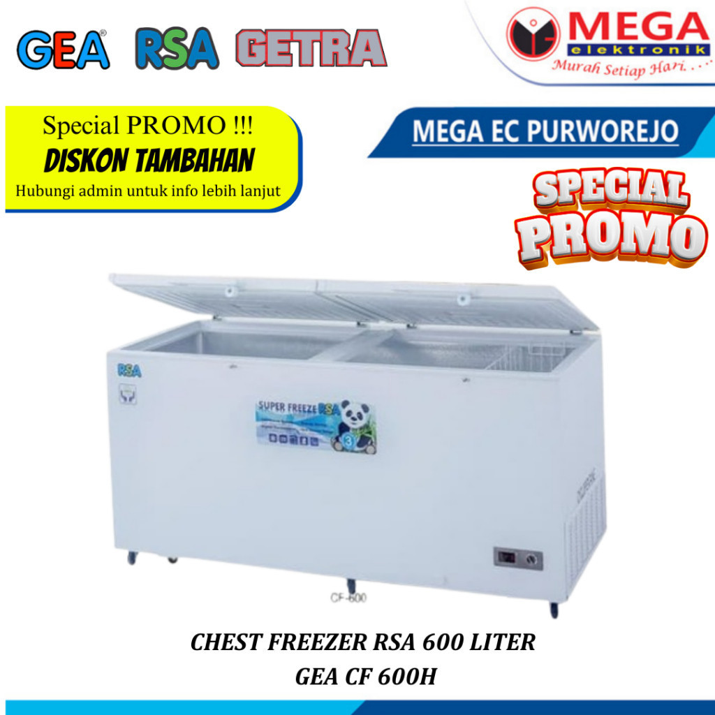 CHEST FREEZER RSA GEA CF 600H / CF-600H KOTAK PEMBEKU DAGING BESAR KAPASITAS 500 LITER