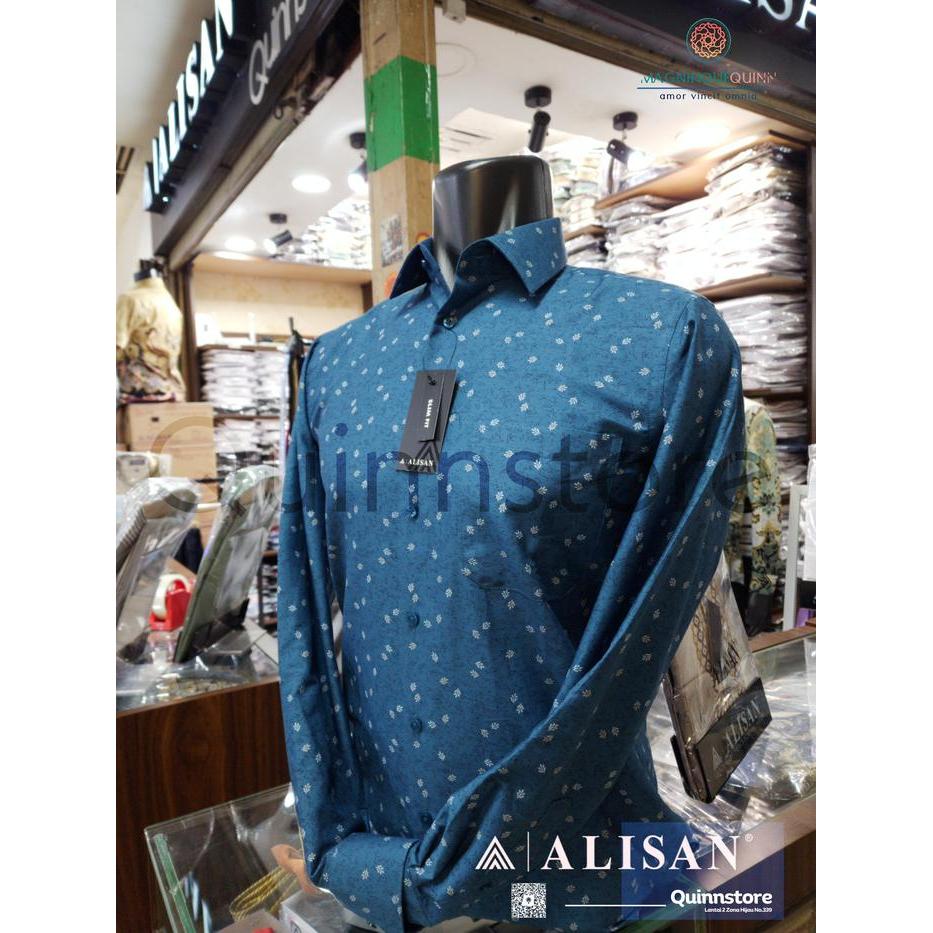 ALISAN Kemeja Semi Batik Printing Motif Gradasi - Hitam, 14.5