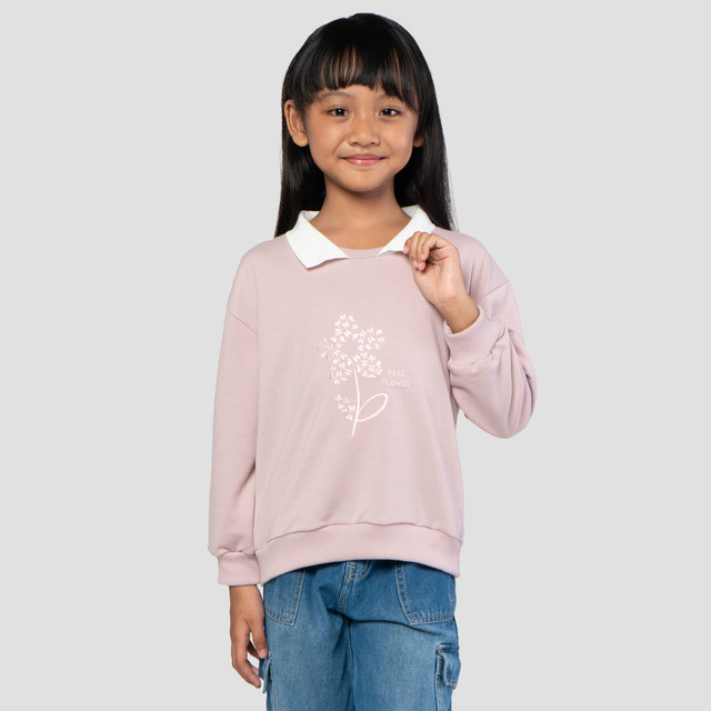 Little M Kerah Bordir Bunga Sweater Anak Perempuan 123525669