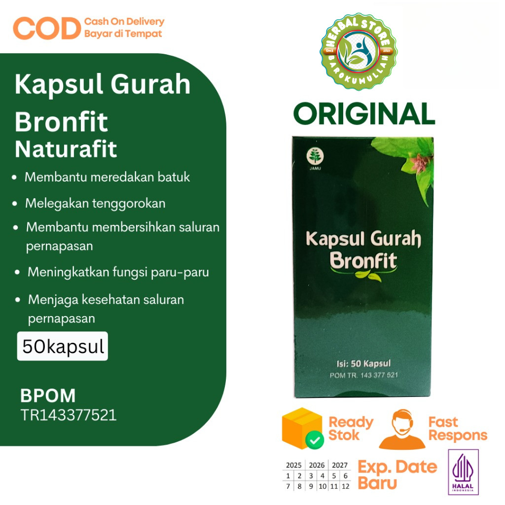 Naturafit kapsul Gurah Bronfit Kapsul Ajaib Herbal untuk Nafas Segar, Atasi Batuk dan Asma Secara Al