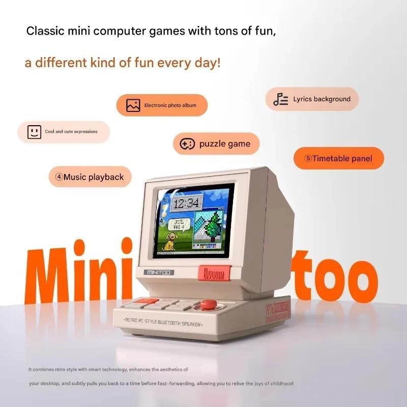 Divoom Minitoo Bluetooth Speaker with TF Card And USB Cable Small Smart Alarm Clock Retro Desktop Or
