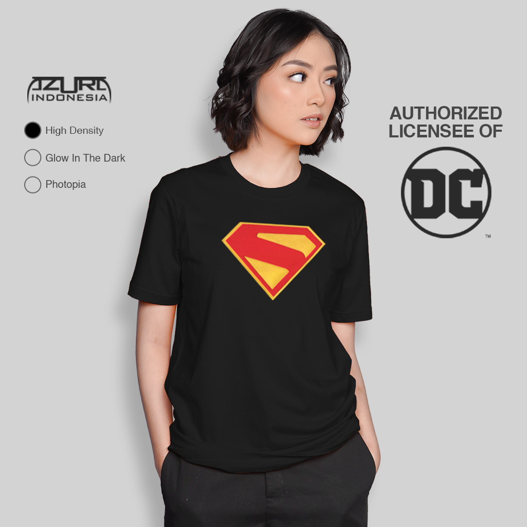 Azura Tshirt DC Comics Original Superman 2025 Logo Motif Hexagon Colour Hitam
