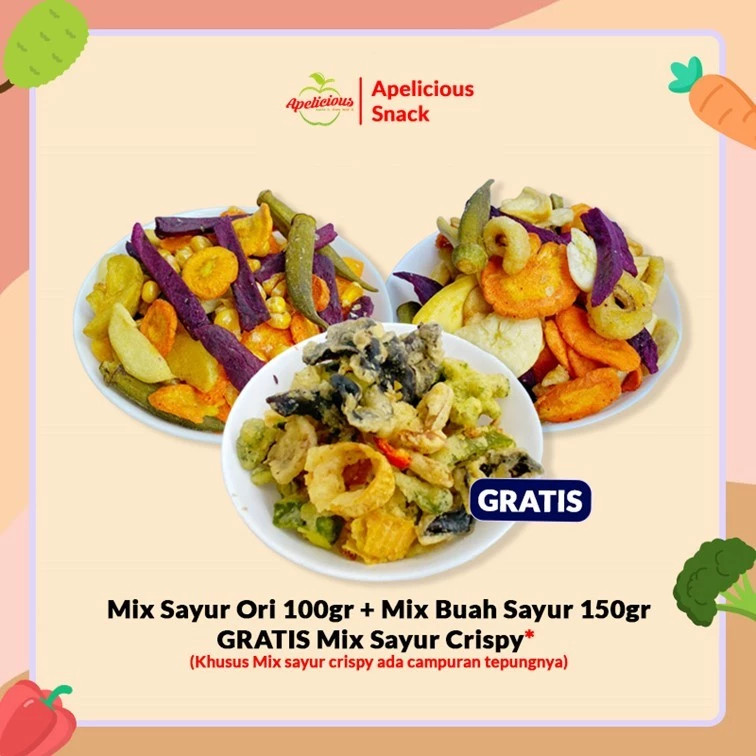 TERMURAHAPELICIOUS - [GRATIS MIX KERIPIK SAYUR TEPUNG CRISPY] MIX KERIPIK SAYUR ORI + MIX KERIPIK BU