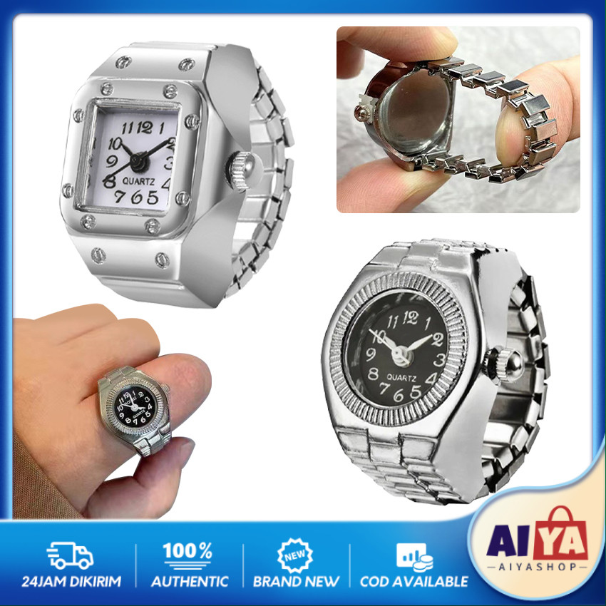 Cincin Watch Unik Mini Cincin Jam Tangan Design Perak Korean Ins Untuk Pria Dan Wanita