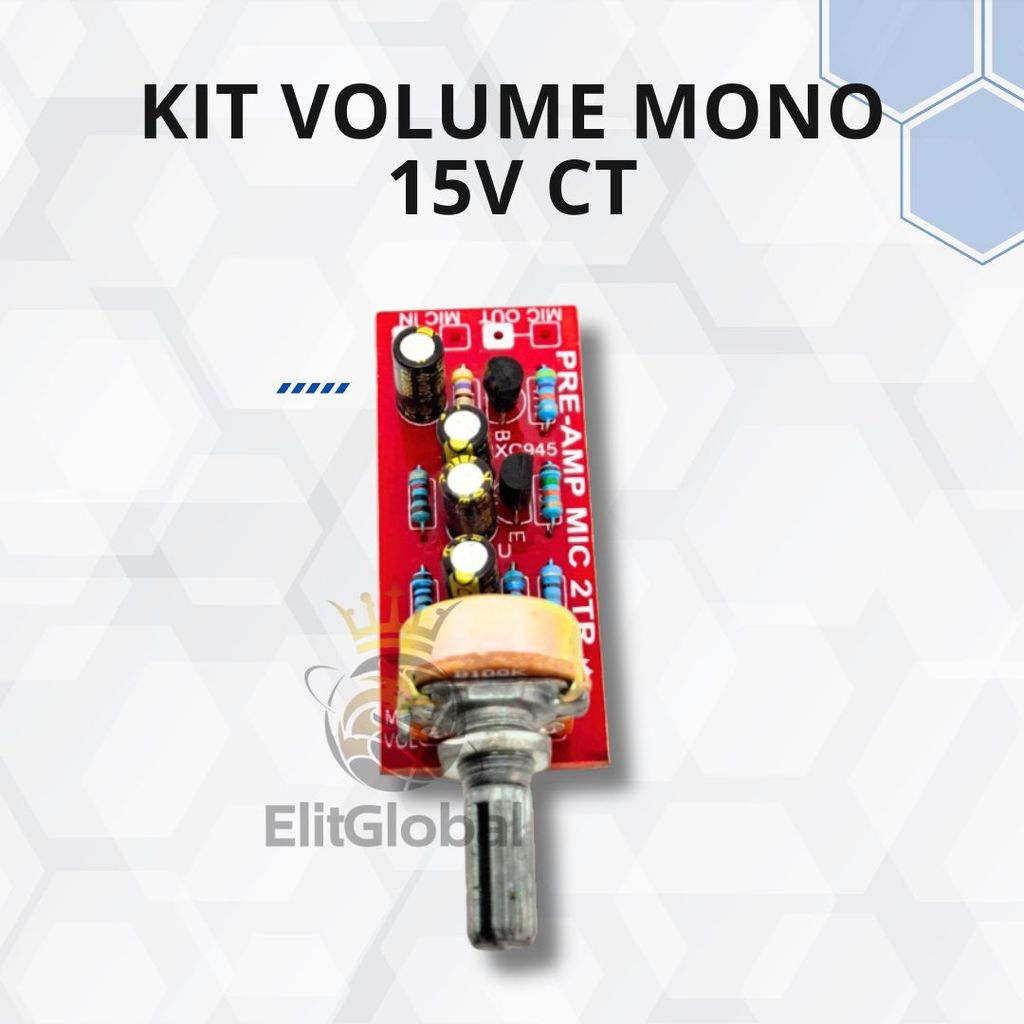 Modul Preamp Mic 2 Transistor Dengan Potensio DC 12V Aplikasi Audio Dan Recording