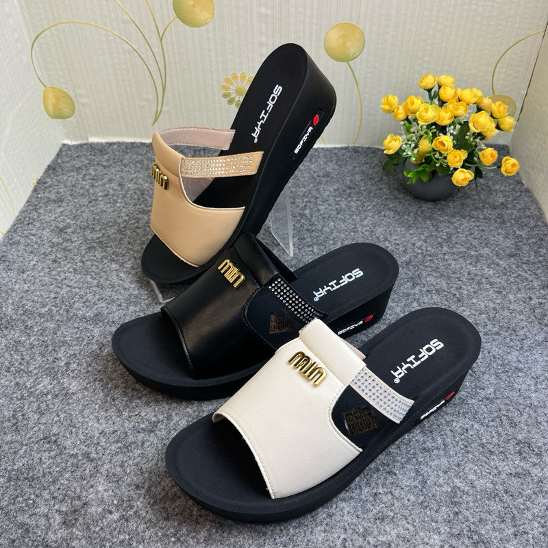 SOFIYA ORI 1788 75 WEDGES WANITA IMPORT / SLOP WEDGE TINGGI 5CM