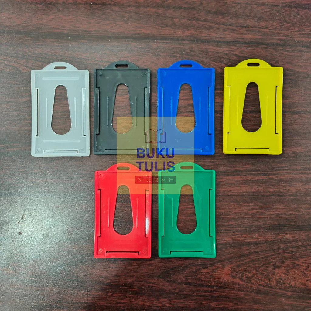 [Per Pcs] ID CARD HOLDER PLASTIK Hijau Biru Merah Kuning Hitam Transparan Case Casing Name Tag Kartu
