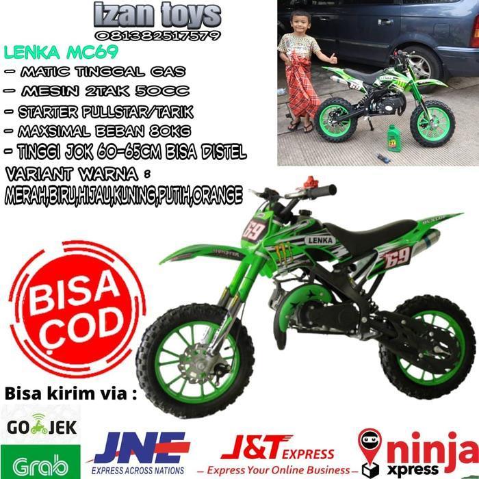 ready Motoran anak-Motor Mini anak-Motor mini trail-Motoran anak mc69-hijau