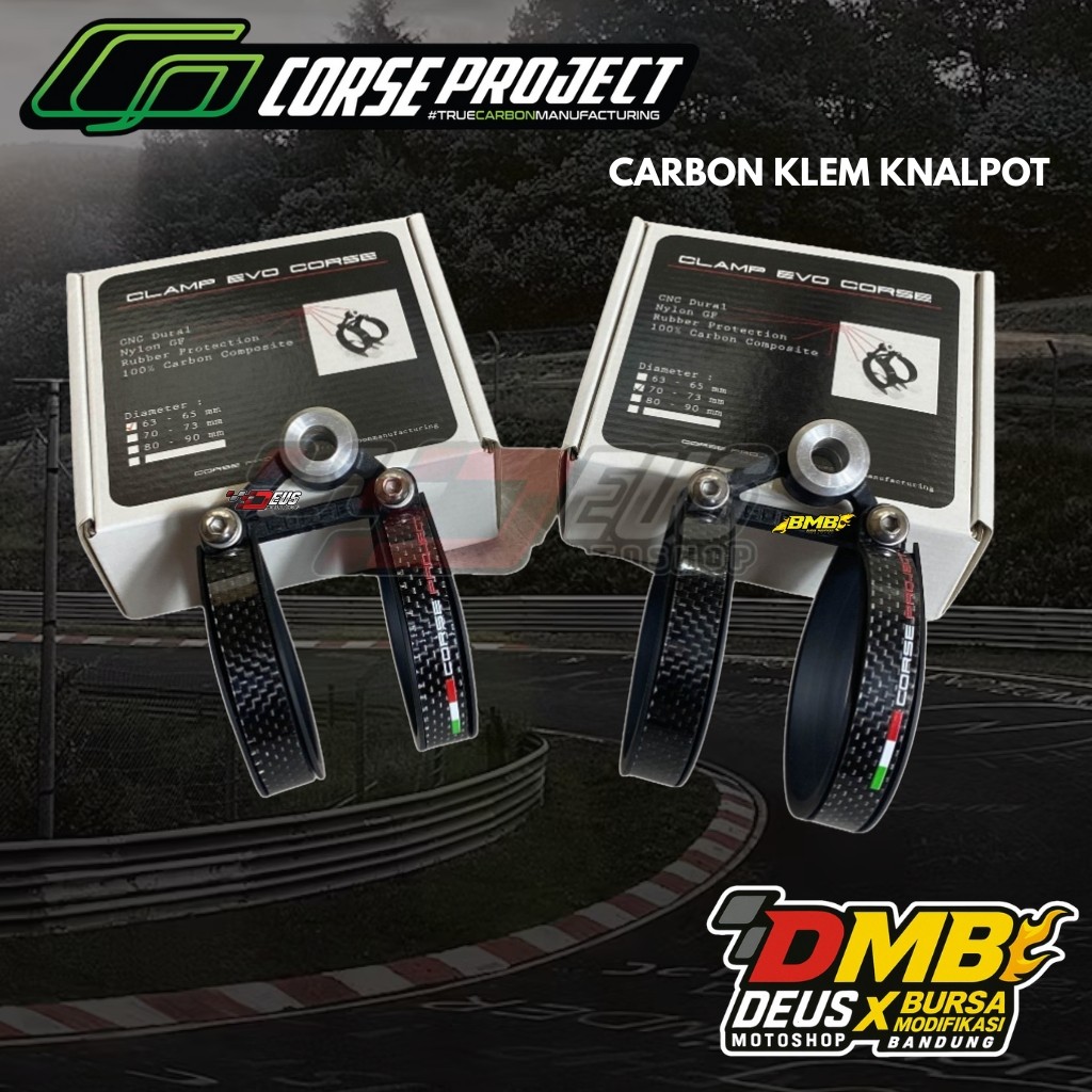 Klem Knalpot Corse Project Evo Double Carbon 63 70 mm / Clamp Kleman Kenalpot Silencer 2tak Ninja RX