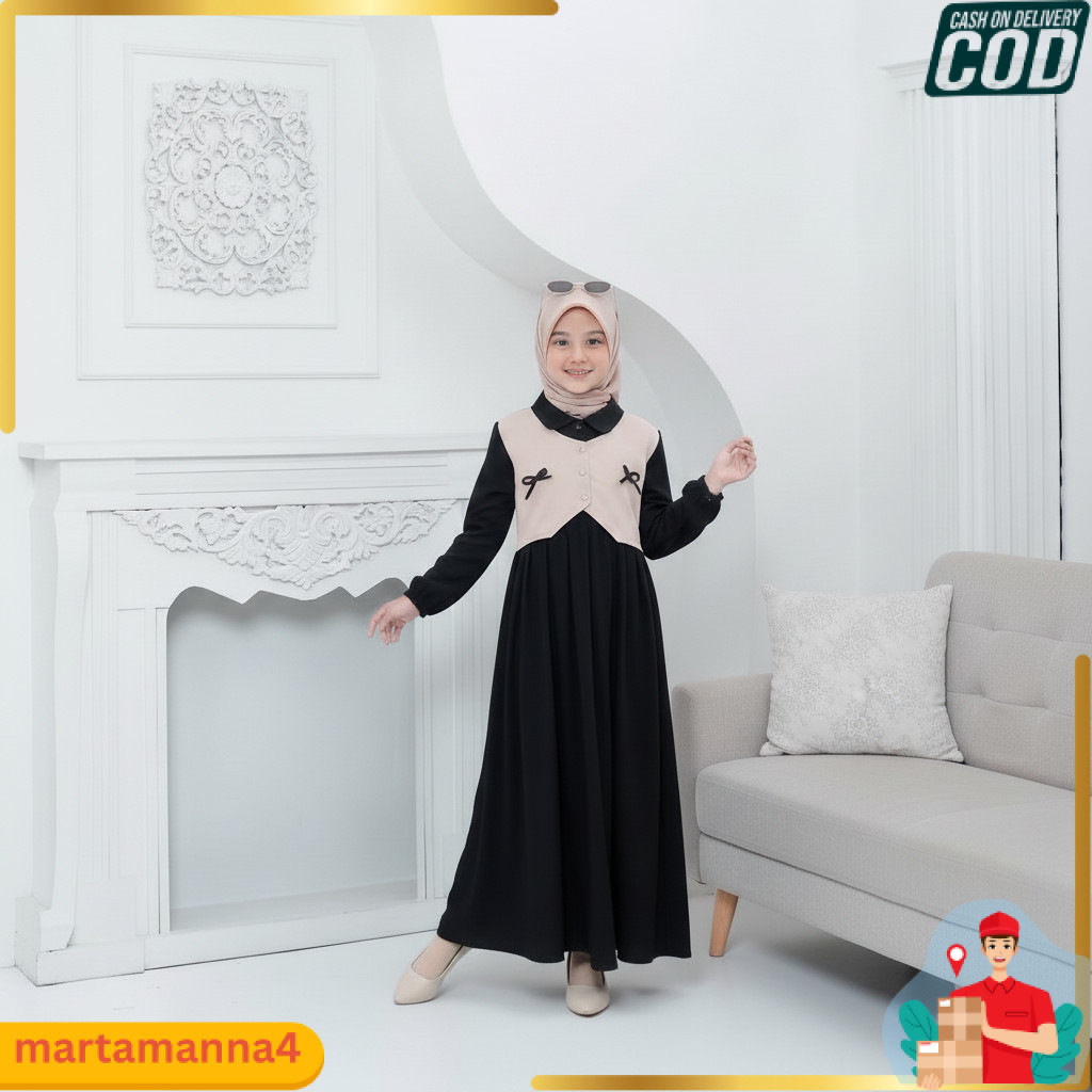 Gamis Muslim Rompi Anak Perempuan Remaja Terbaru Usia 2-10 Tahun Model Blezer Simple Lucu MTN