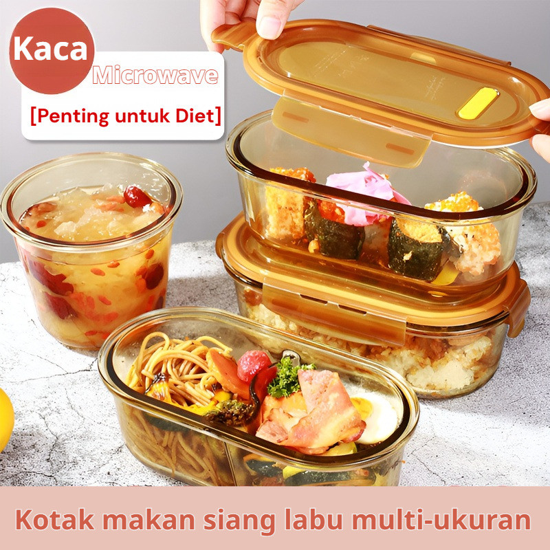 [Penting Untuk Menurunkan Berat Badan] Kotak Makan Siang Tahan Panas Amber Borosilikat Tinggi | Kota
