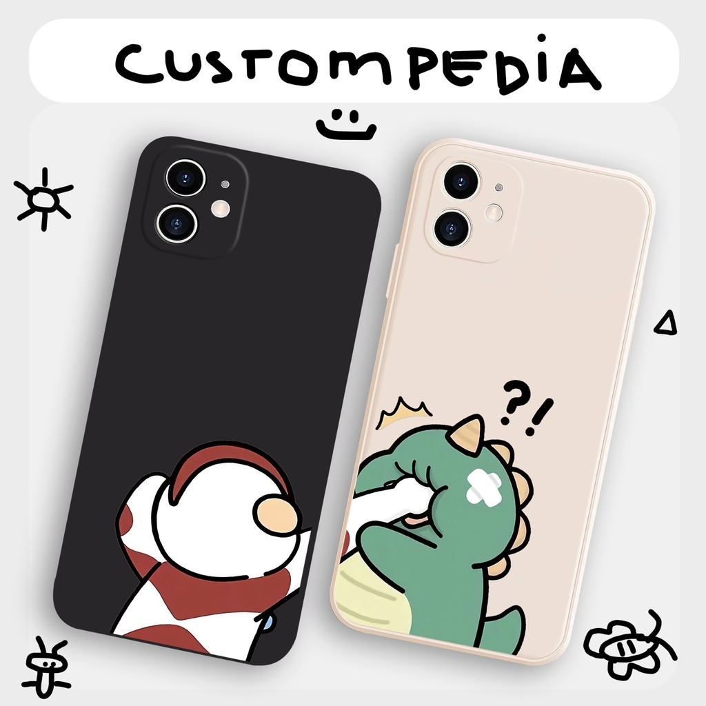 Casing Iphone 6 6S 7 8 7PLUS 8PLUS X XR XS 11 12 13 14 11PRO 12PROMAX 14PLUS Couple Dino VS Ultraman