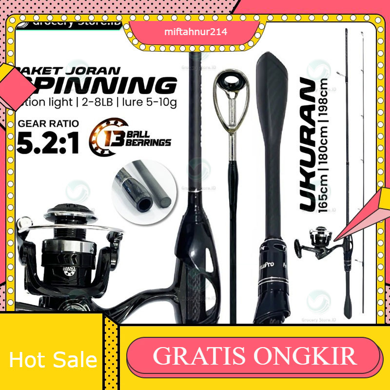 1 Set Joran Pancing Spinning & Casting 1.65M 1.80M Gagang Karbon Joran Casting Dengan Reel Pancing G