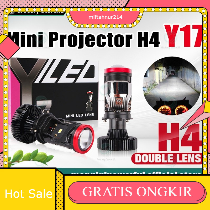 Monqiqi Y17 Mini Projector Lens H4 Double Lenses Lampu LED Headlamp Projie H4 Mini Projector Lens Y1
