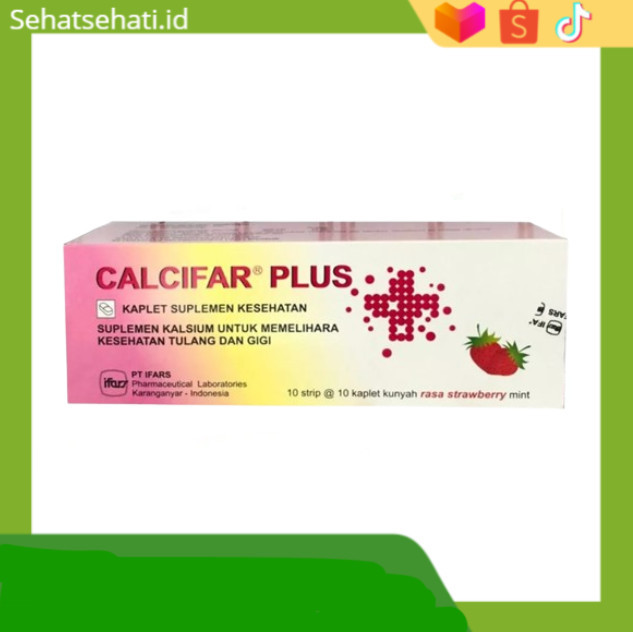 Calcifar Plus Kalsium dan Vitamin D3 - 100 Tablet Suplemen Kalsium