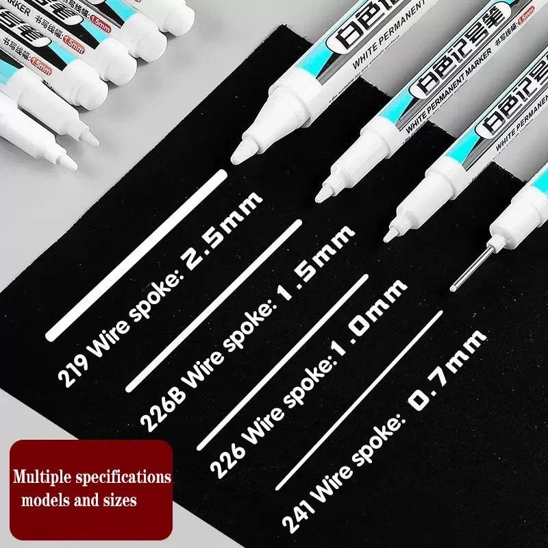 0.7/1.0/1.5/3.0mm White Marker Pens Oily Waterproof Permanent Paint Markers For Wood Plastic Leather