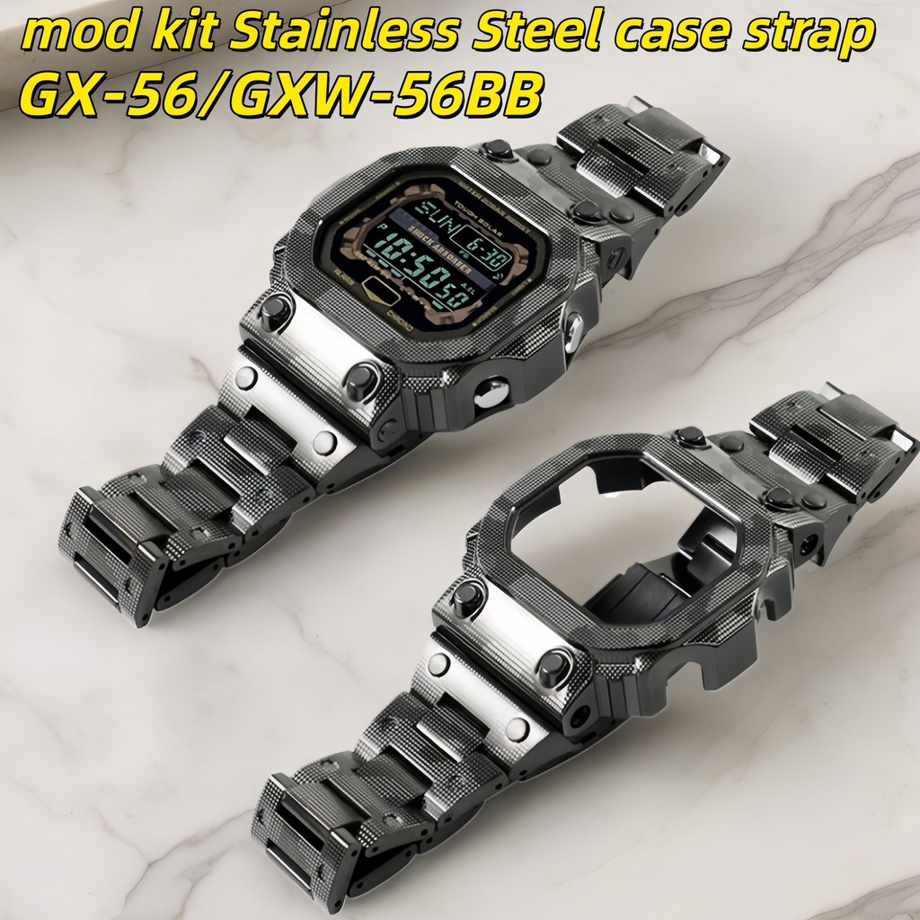 GX56 Mod kit Metal Case Strap For Casio G-Shock GX-56 GXW-56BB Mofied Stainless Steel Camouflage Bez
