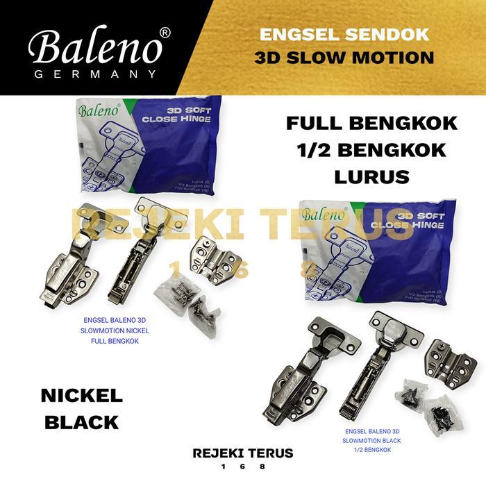 Engsel Sendok 3D Slow Motion Baleno Black Nickel / Soft Close Hidrolik Pintu Lemari