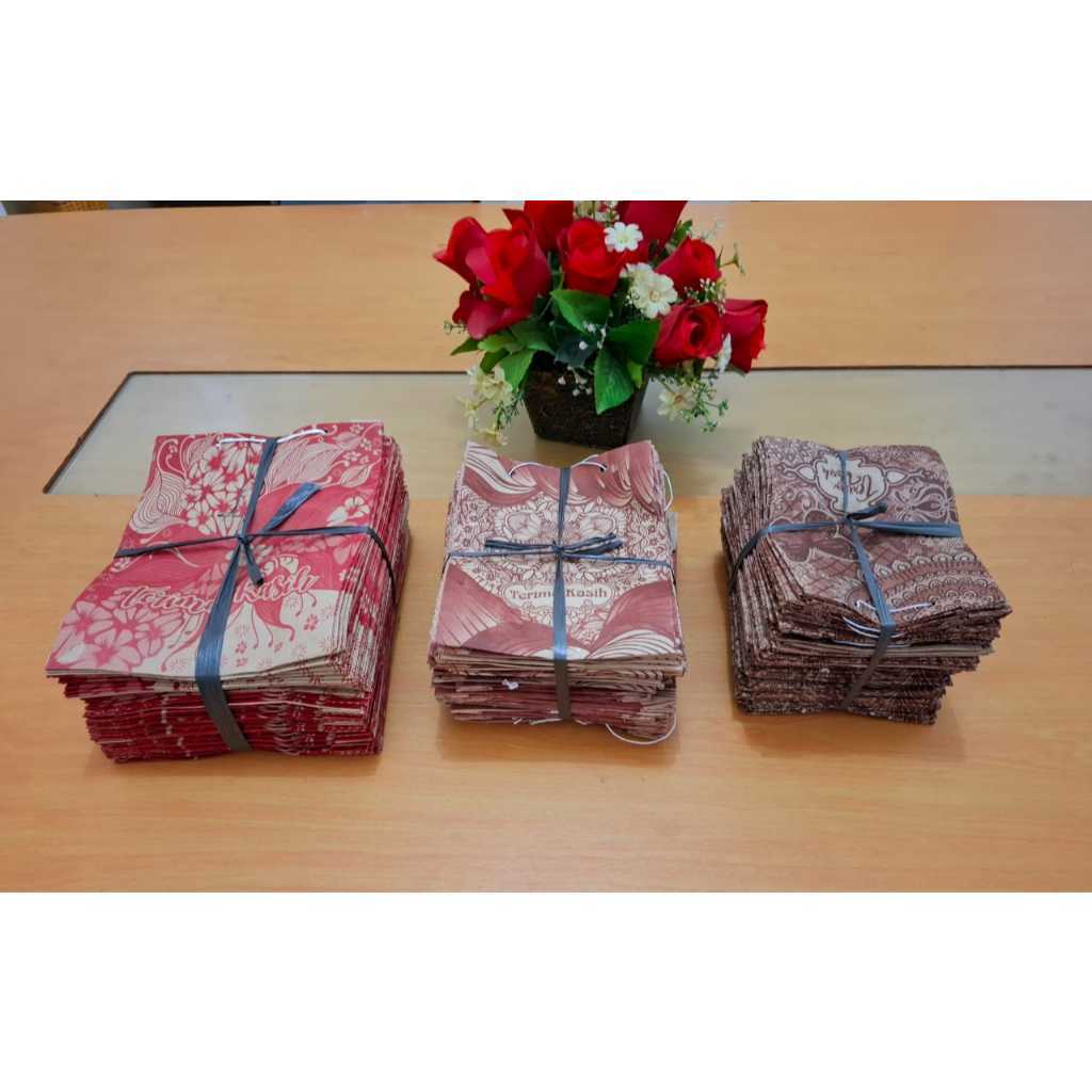 50pcs Tas Kertas Snack Hajatan Ukuran KECIL SEDANG BESAR / paper bag motif tas kertas Arisan snack j
