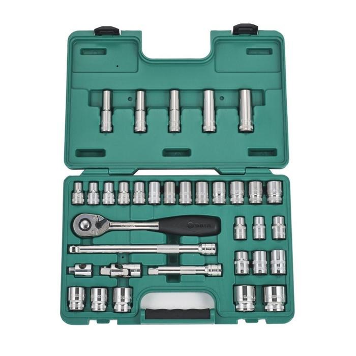 SATA 09945 Socket Set 34 Pc 1/2" Dr. Socket Set 12PT Rachet Socket Set Sata Tools