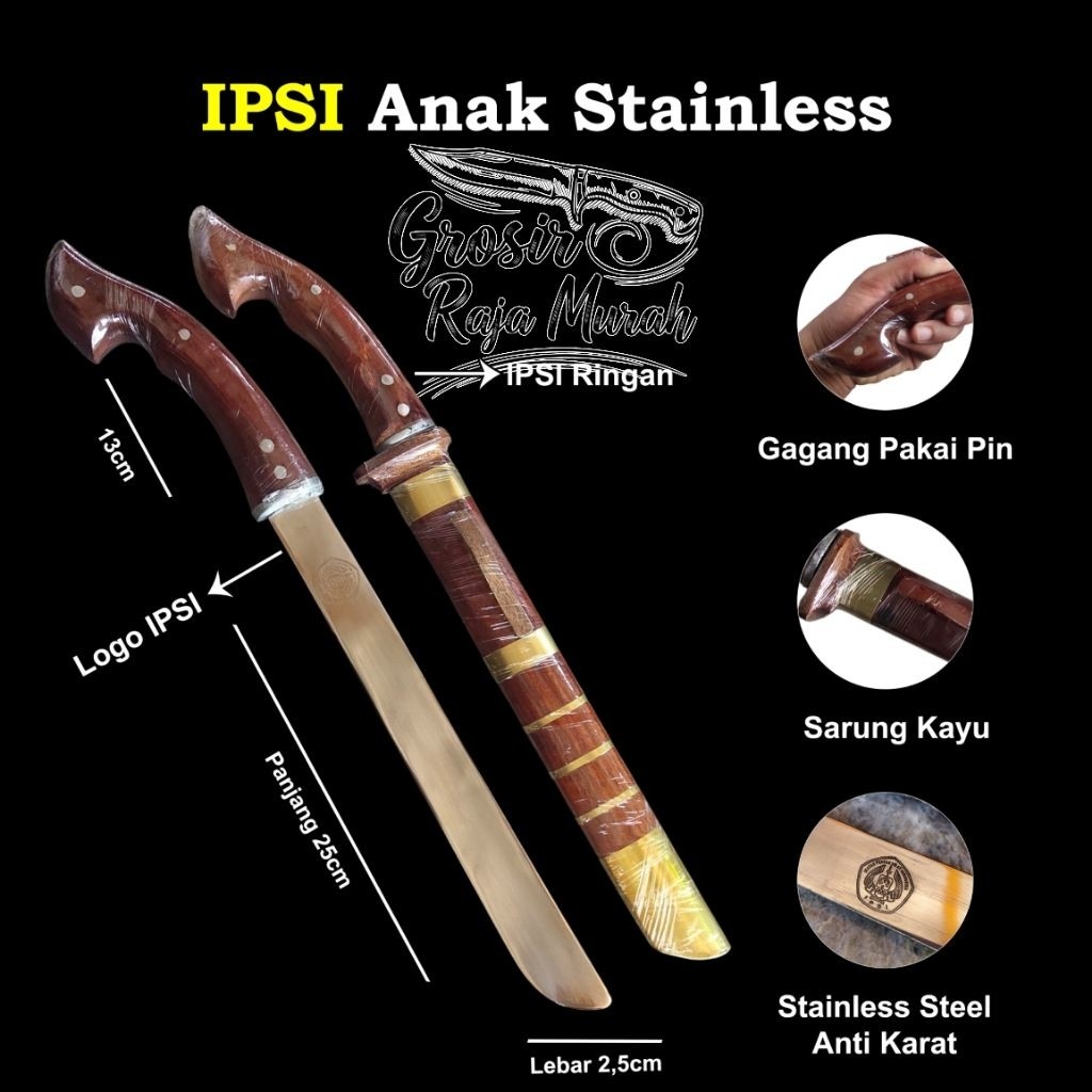 golok silat ipsi 100% aman tumpul - ukir nama custom