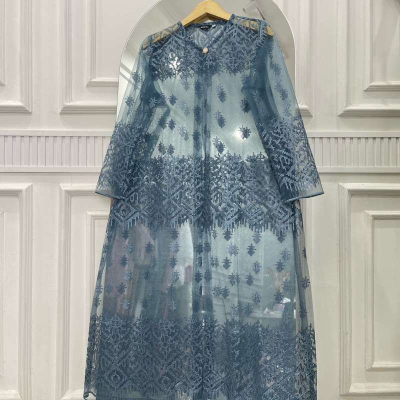 Gamis Outer Kondangan Wanita Brokat Tile Sapto Mewah