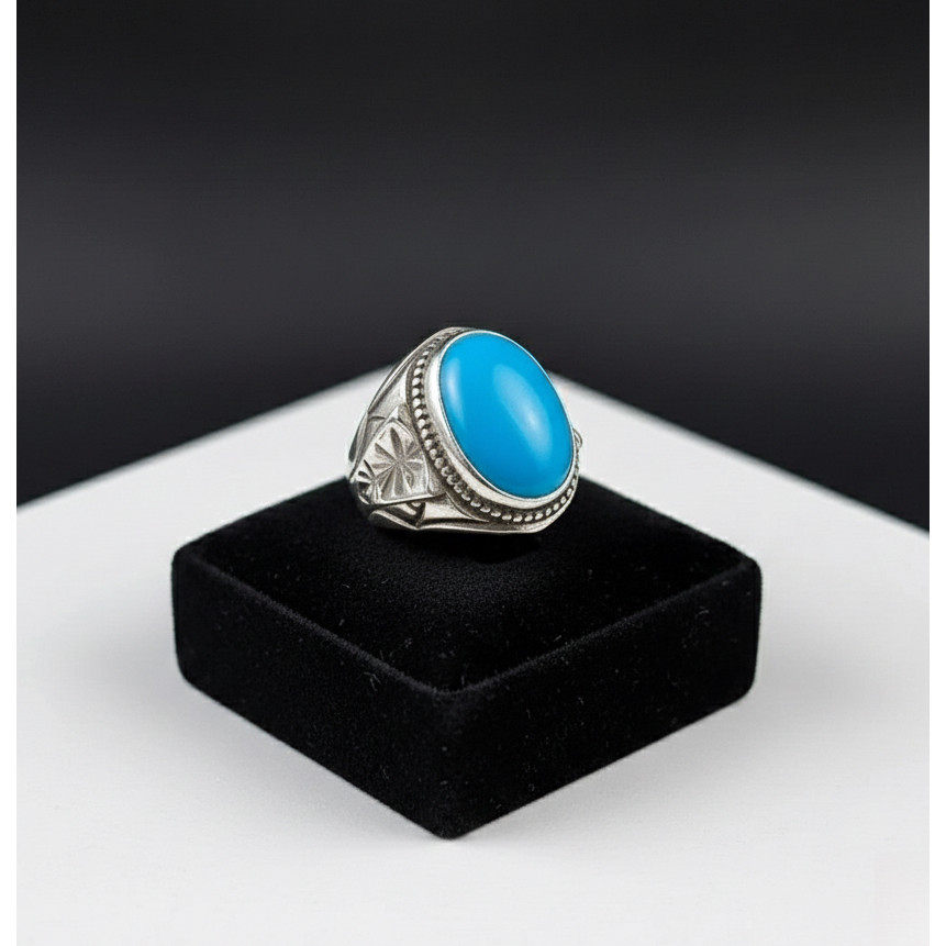 CINCIN BATU PIRUS BIRU POLOS / PIRUS FANCY LAWASAN RING ALPAKA