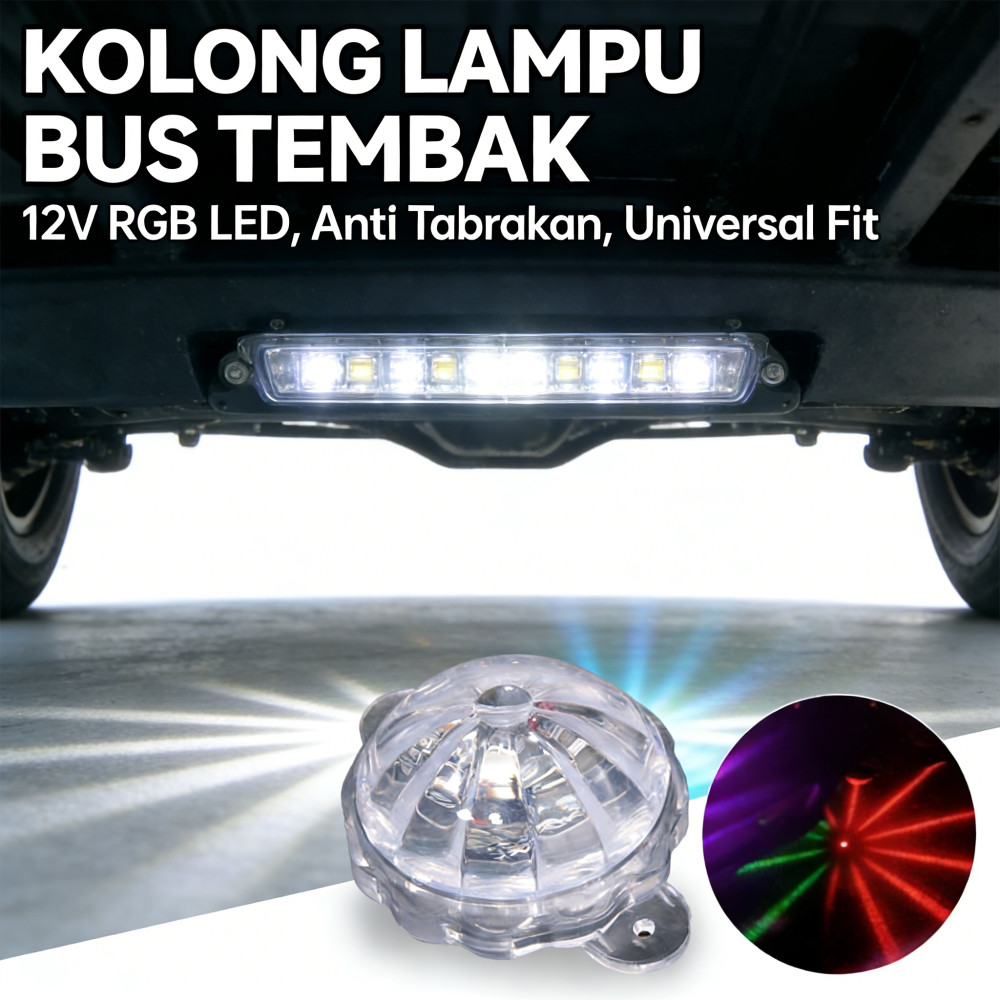 Bulb LED Truck Bus 12V Round RGB Lamp Kolong, Laser Beam Lamp Safety Hexagonal, Fog Light Anti Colli